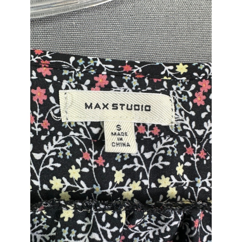 Max Studio Women's Floral Trellis Print Blouse Black Red Yellow Small S A703D37